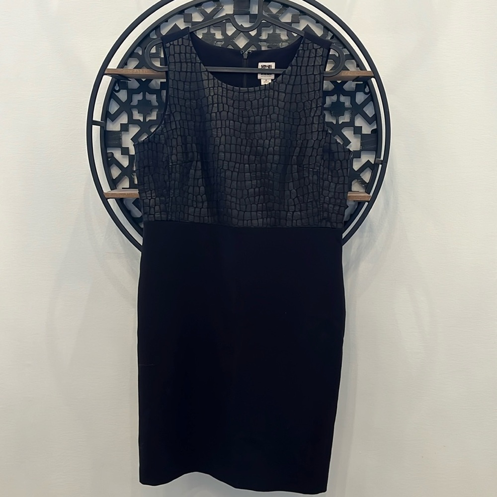 Anne Klein Black Dress with Faux Leather Crocodile Pattern Top.